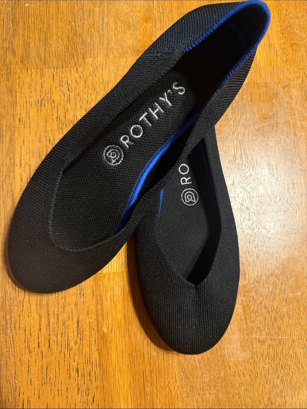 Rothy's Black Knit Ballet Flats with Blue Trim 7.5US - Picture 5 of 5